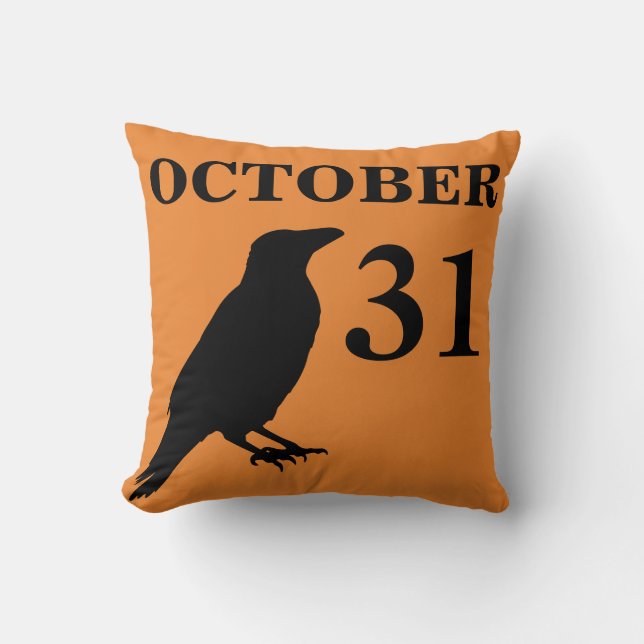 Vintage Halloween-kråkans kudde (Framsida)