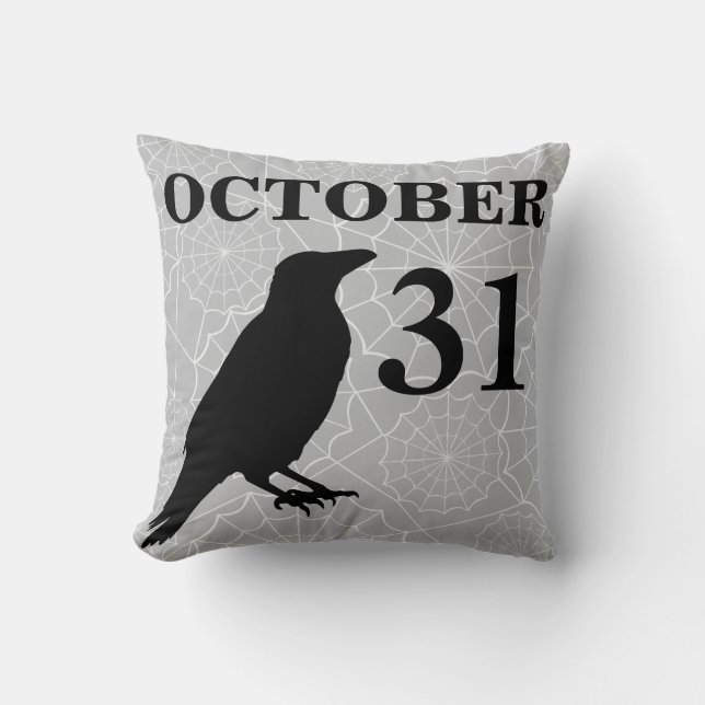 Vintage Halloween-kråkans kudde (Framsida)
