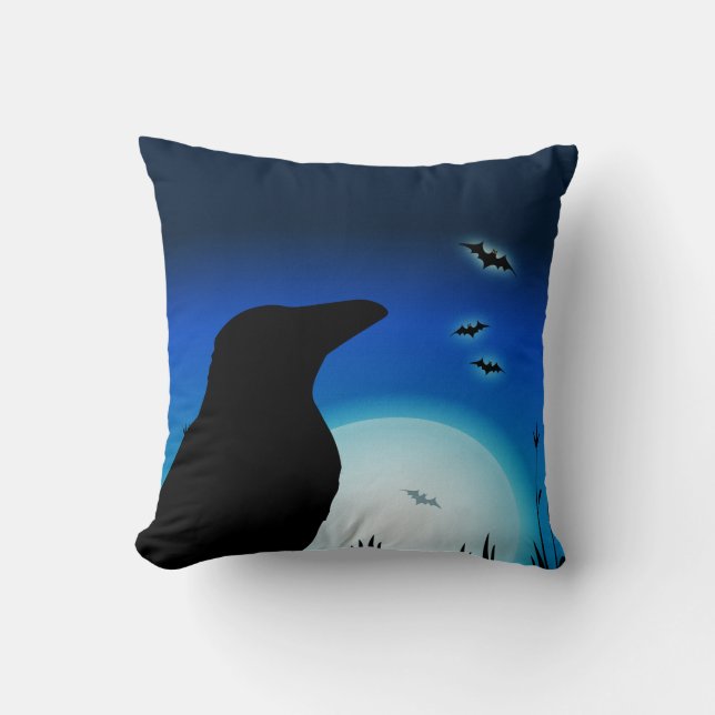 Vintage Halloween-kråkans kudde (Framsida)