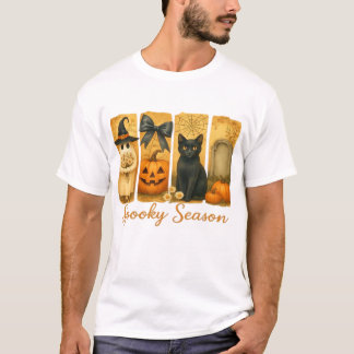Vintage Halloween Kuslig Säsong, söt spökblomma T Shirt