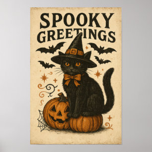Vintage Halloween Kusliga Hälsningar Poster