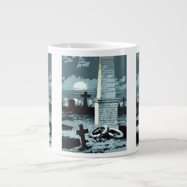 Vintage Halloween, kusligt kyrkogård med gravar Jumbo Mugg (Framsidan)
