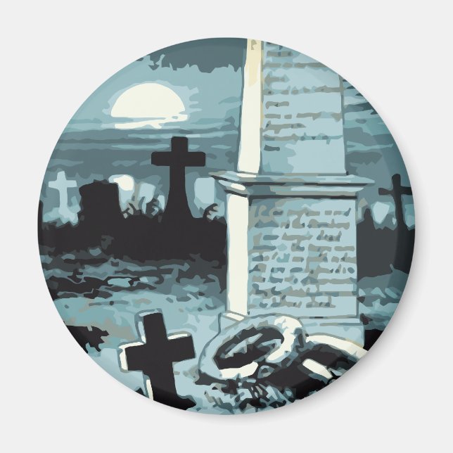 Vintage Halloween, kusligt kyrkogård med gravar Magnet (Framsidan)