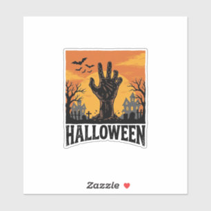 Vintage Halloween kyrkogård Zombie Handsk T-shirt Klistermärken