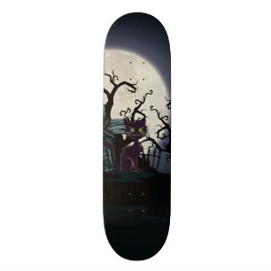 Vintage Halloween-kyrkogårdskat Mini Skateboard Bräda 18,5 Cm