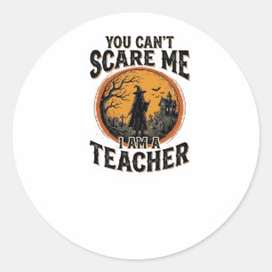 Vintage Halloween lärare läskig skoltröja design Runt Klistermärke
