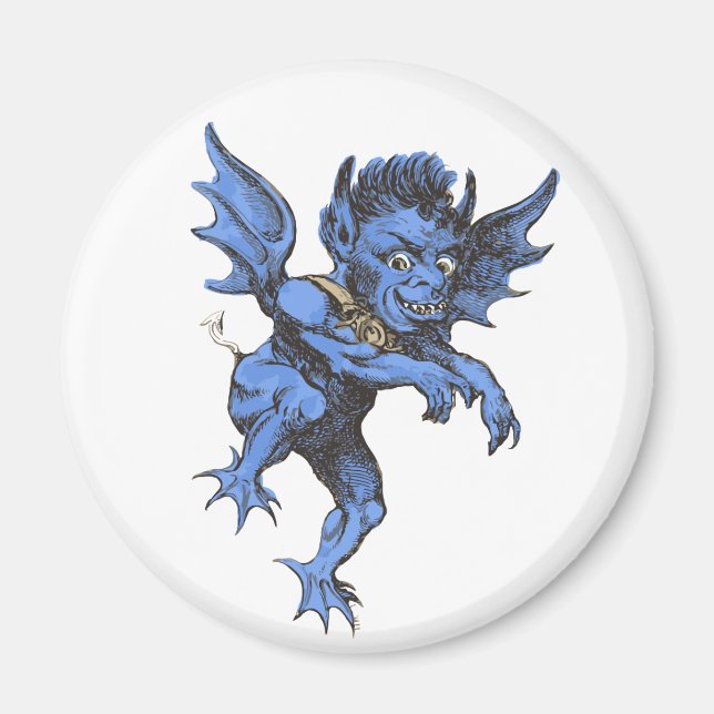 Vintage Halloween, läskig ond Gargoyl Demon Magnet (Framsidan)