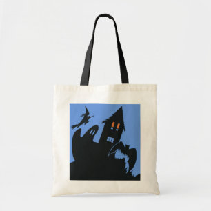 Vintage Halloween, läskigt spökhus och häxa Tygkasse