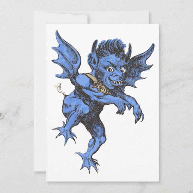 Vintage Halloween, läsklig ond Gargoyl Demon Inbjudningar (Framsida)