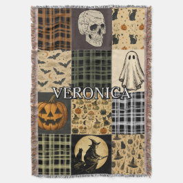 Vintage Halloween-lättpatch Fall Anpassat Namn Väv Filt