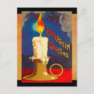 Vintage Halloween Magic Candle Vykort
