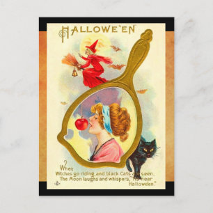 Vintage Halloween Magic Spegel Vykort