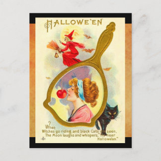 Vintage Halloween Magic Spegel Vykort