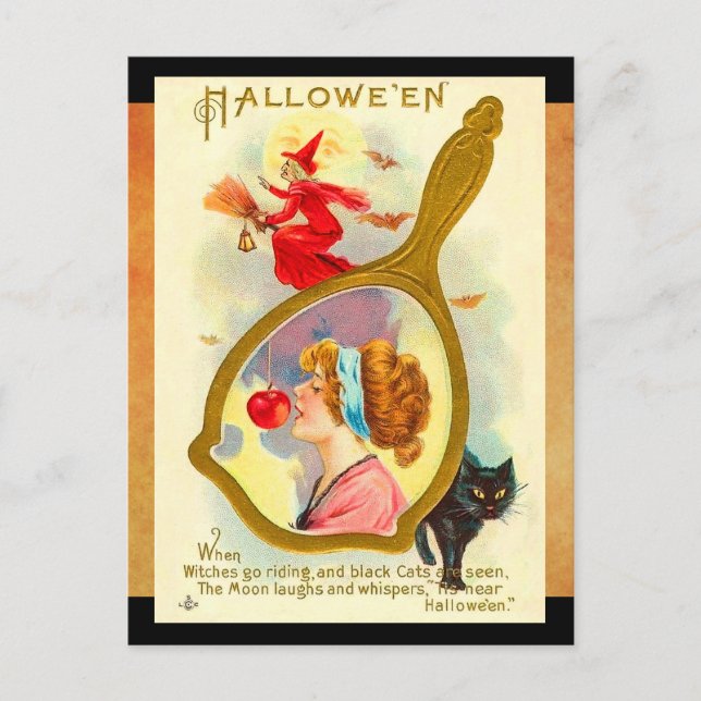 Vintage Halloween Magic Spegel Vykort (Framsida)