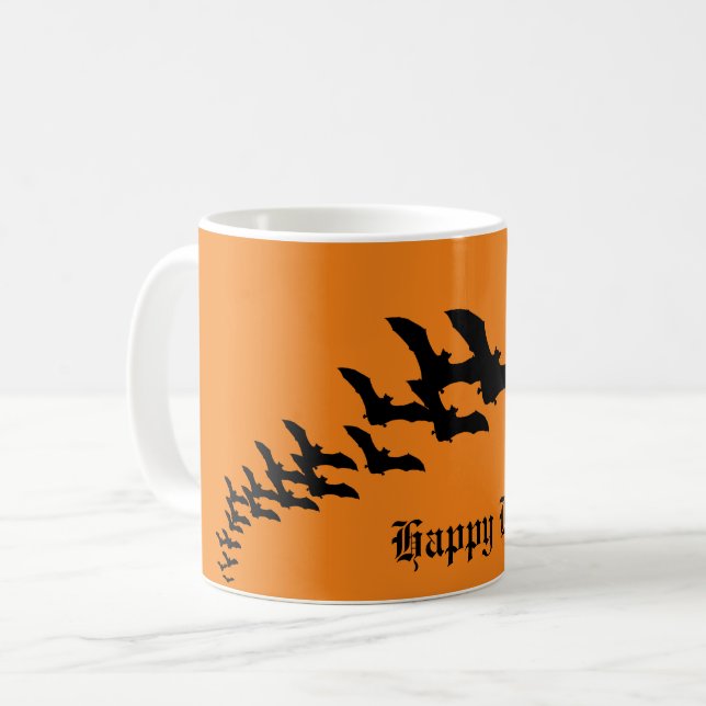 Vintage Halloween med en svärm av fladdermöss Kaffemugg (Framsida vänster)