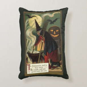 Vintage Halloween med två häxdesigner Prydnadskudde