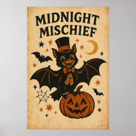 Vintage Halloween Midnight Mischief Poster