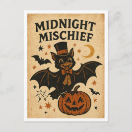 Vintage Halloween Midnight Mischief Vykort