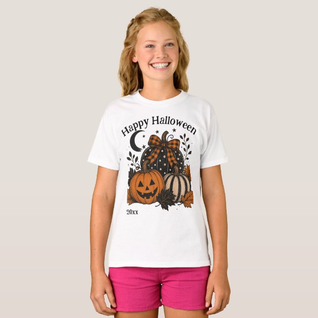 Vintage Halloween-mönster Grafisk T-shirt Design (Hel framsida)