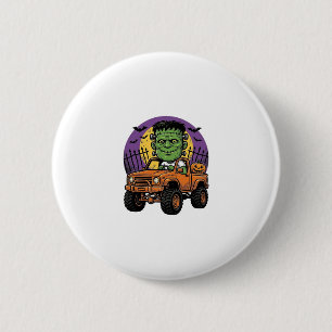 Vintage Halloween Monster Truck Pumpkin Tröja_1 Knapp