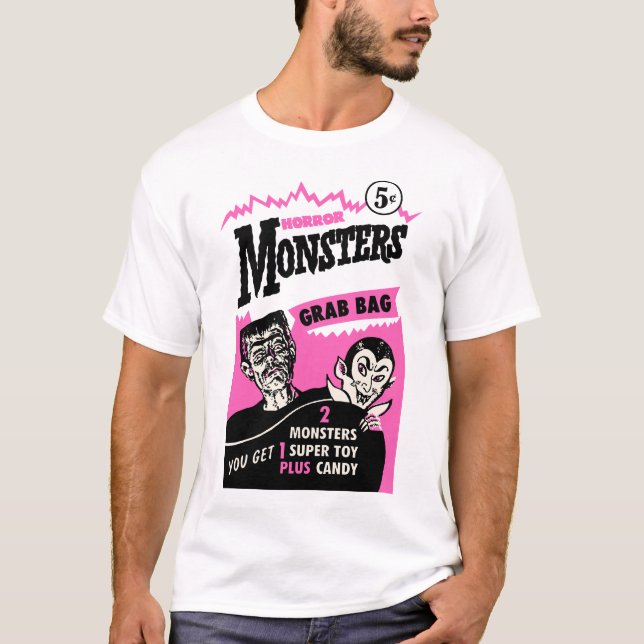 Vintage Halloween Monsters Grab Bag T Shirt (Framsida)