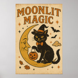 Vintage Halloween Moonlit Magic Poster