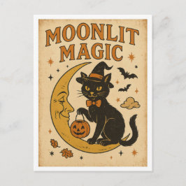 Vintage Halloween Moonlit Magic Vykort