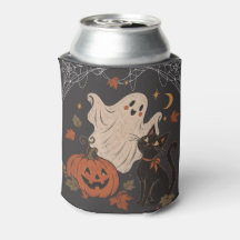 Vintage Halloween-natt med pumpa och spöke