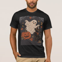 Vintage Halloween-natt med pumpa och spöke
