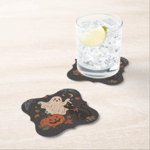 Vintage Halloween-natt med pumpa och spöke