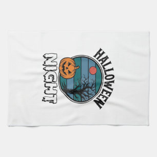 Vintage Halloween Natt Pumpa Tröja Design_ Kökshandduk