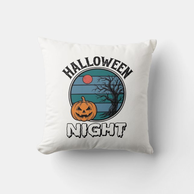 Vintage Halloween Natt Pumpa Tröja Design_ Kudde (Framsida)