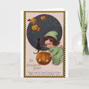 Vintage Halloween-natthälsningskort Kort