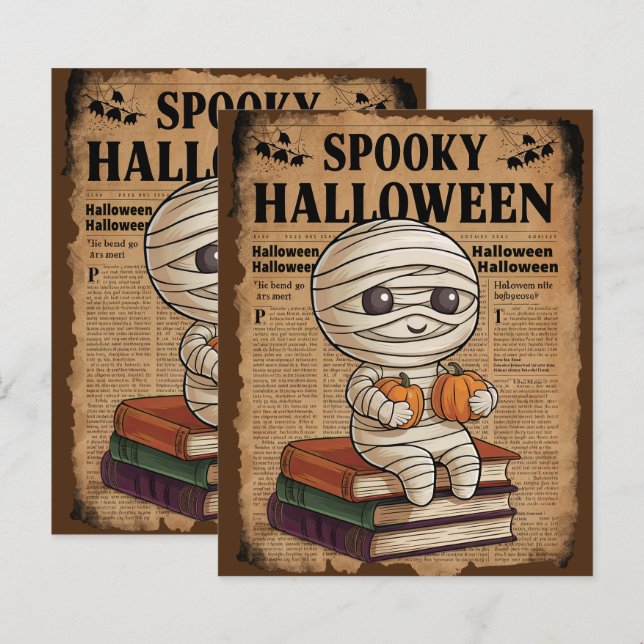 Vintage Halloween Newspaper Scrapbook Papper (Fram/baksida)