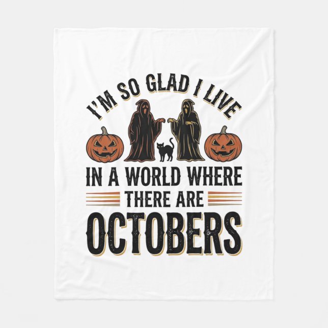 Vintage Halloween oktober citat Pumpa Katt Design Fleecefilt (Framsidan)