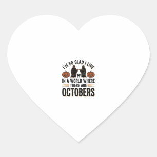 Vintage Halloween oktober-citat Pumpa Katt Design Hjärtformat Klistermärke