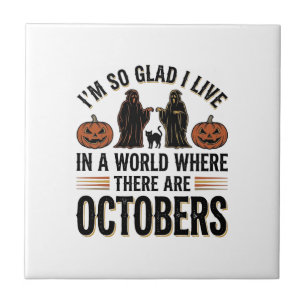 Vintage Halloween oktober citat Pumpa Katt Design Kakelplatta