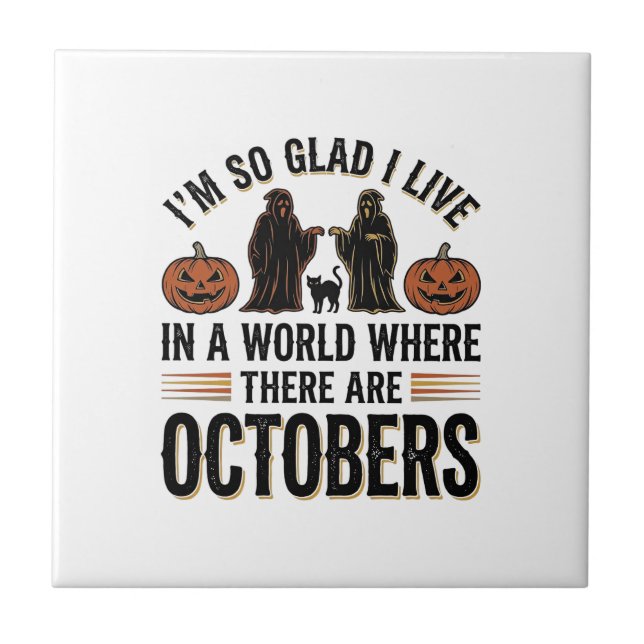 Vintage Halloween oktober citat Pumpa Katt Design Kakelplatta (Framsidan)