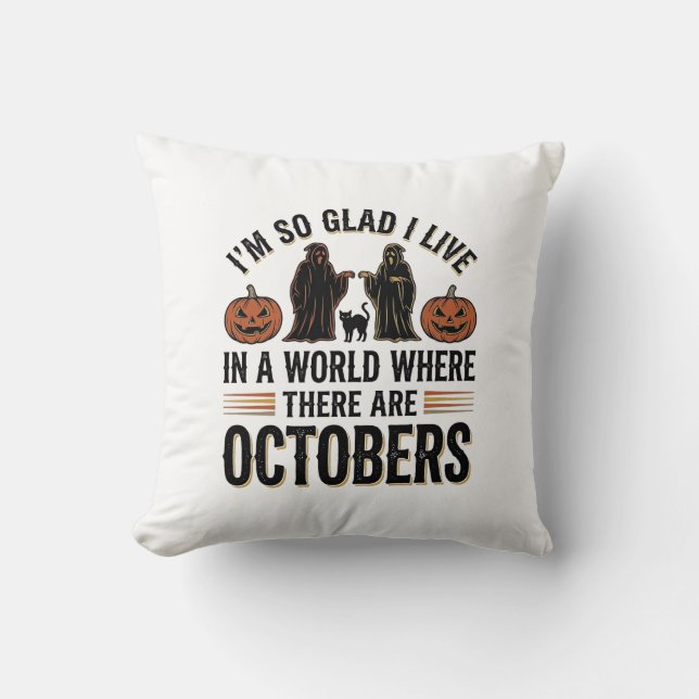 Vintage Halloween oktober-citat Pumpa Katt Design Kudde (Framsida)