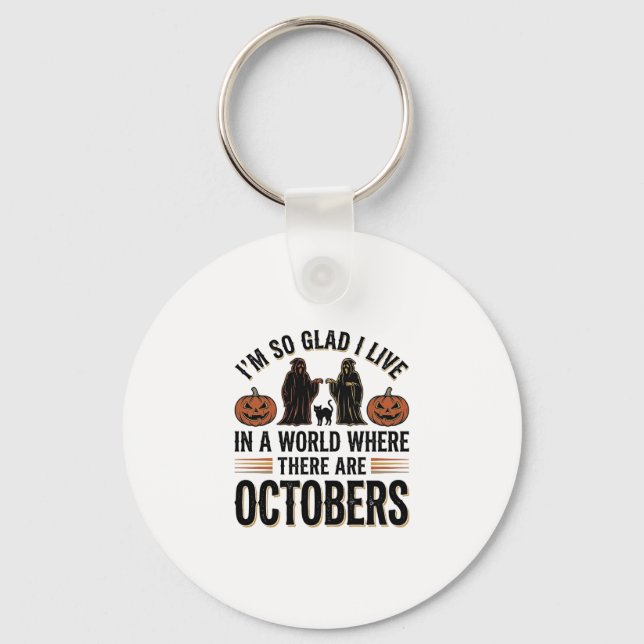 Vintage Halloween oktober-citat Pumpa Katt Design Nyckelring (Framsida)
