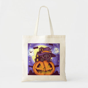 Vintage Halloween-oktober Pumpkin Cat Tygkasse