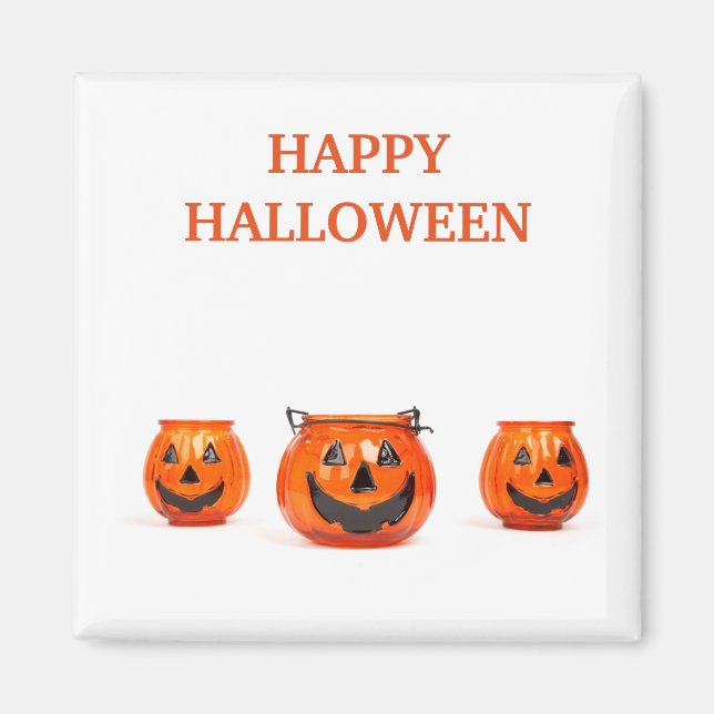 Vintage Halloween Orange Pumpkin Magnet (Framsidan)