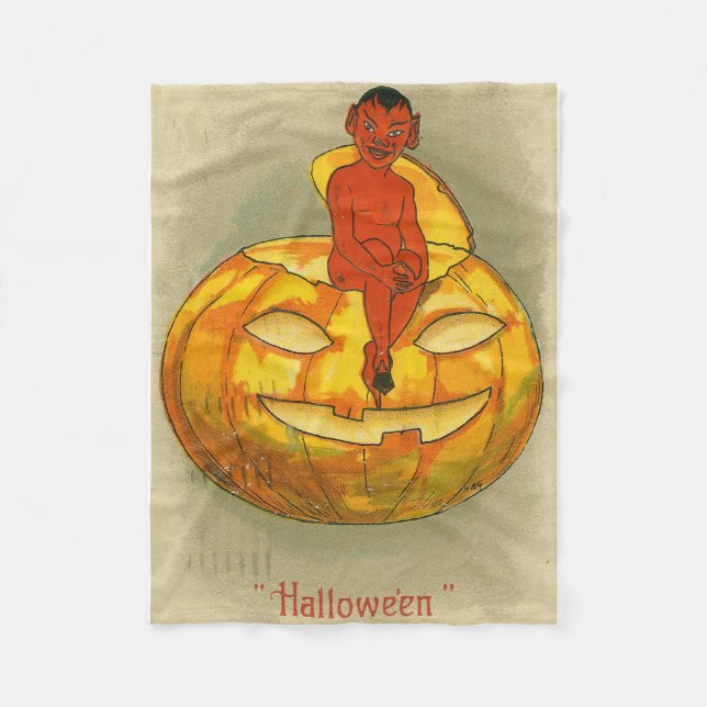 Vintage Halloween - överst Jack-O-Lantern Fleecefilt (Framsidan)