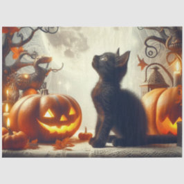 Vintage Halloween-papper för svart katt