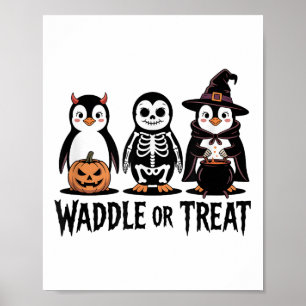 Vintage Halloween Penguin Trick eller Waddle Spook Poster