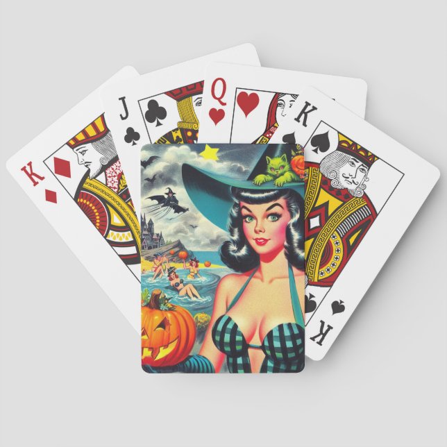 Vintage Halloween Pin-up Casinokort (Baksidan)