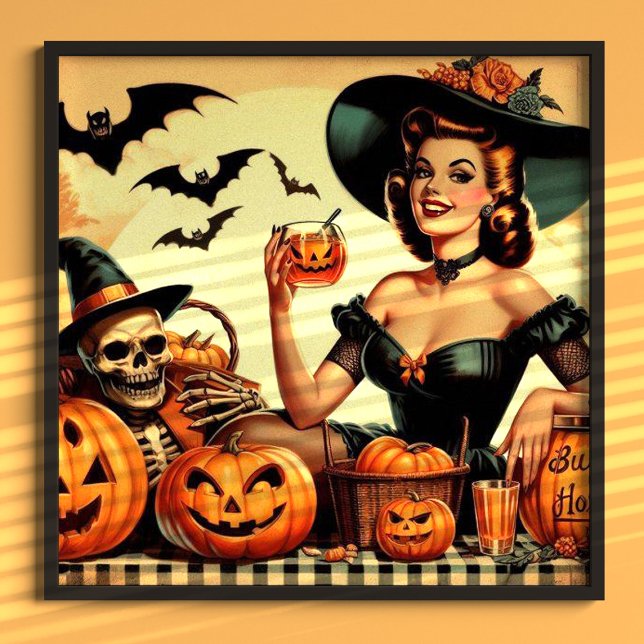 Vintage Halloween Pin-Up Poster (Skapare uppladdad)