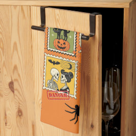 Vintage Halloween Postage Frimärke-samling Kökshandduk