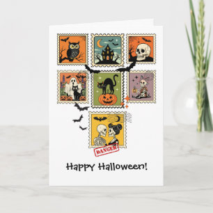 Vintage Halloween Postage Frimärke-samling Kort