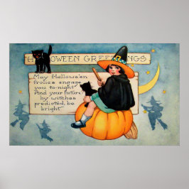 Vintage Halloween, poster svart kattaväck